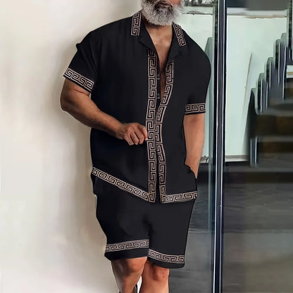 Vintage Button-Down Shirt Shorts Set