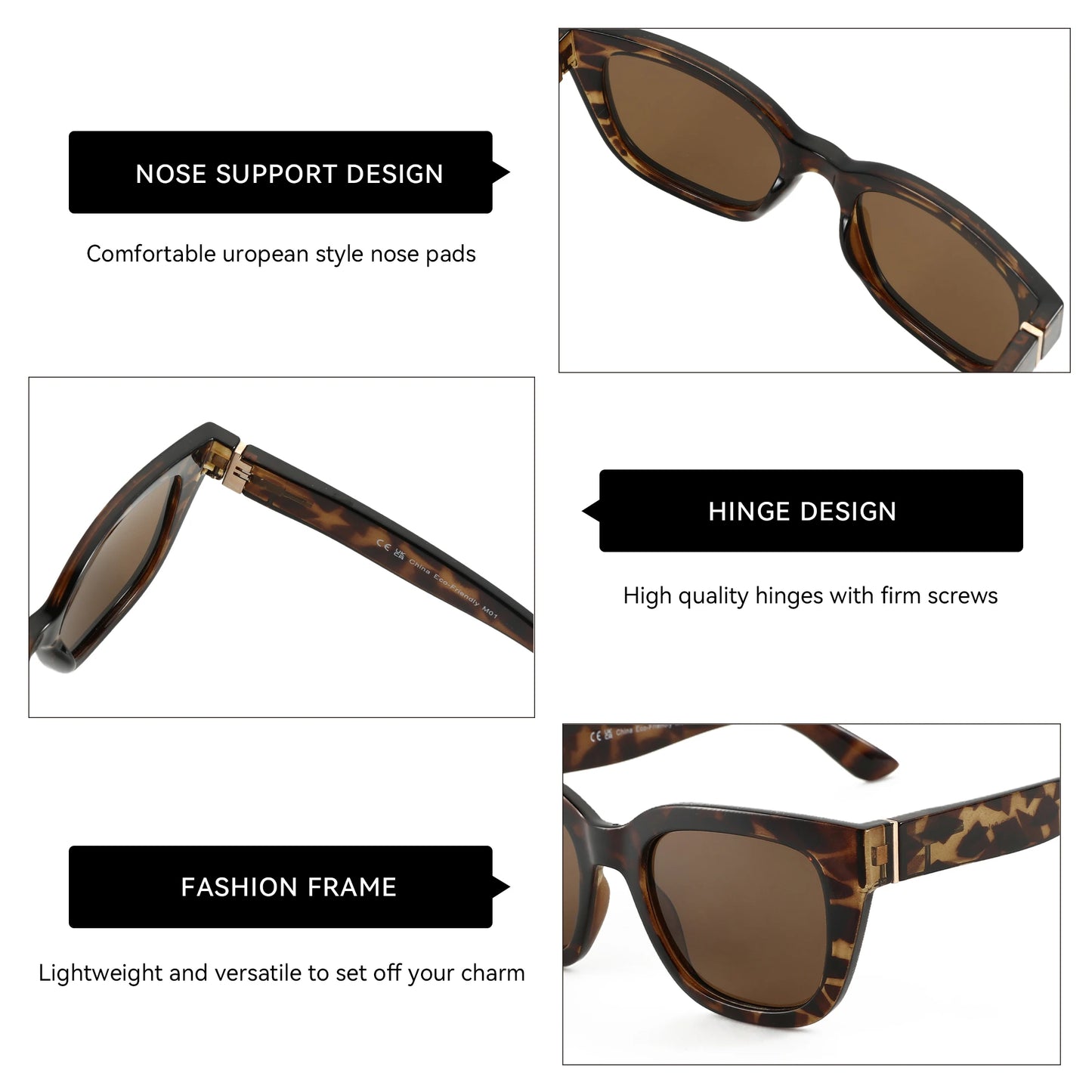 Square Polarized Fashion Sunglasses
