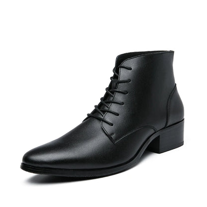 Leather Round Toe Ankle Boots