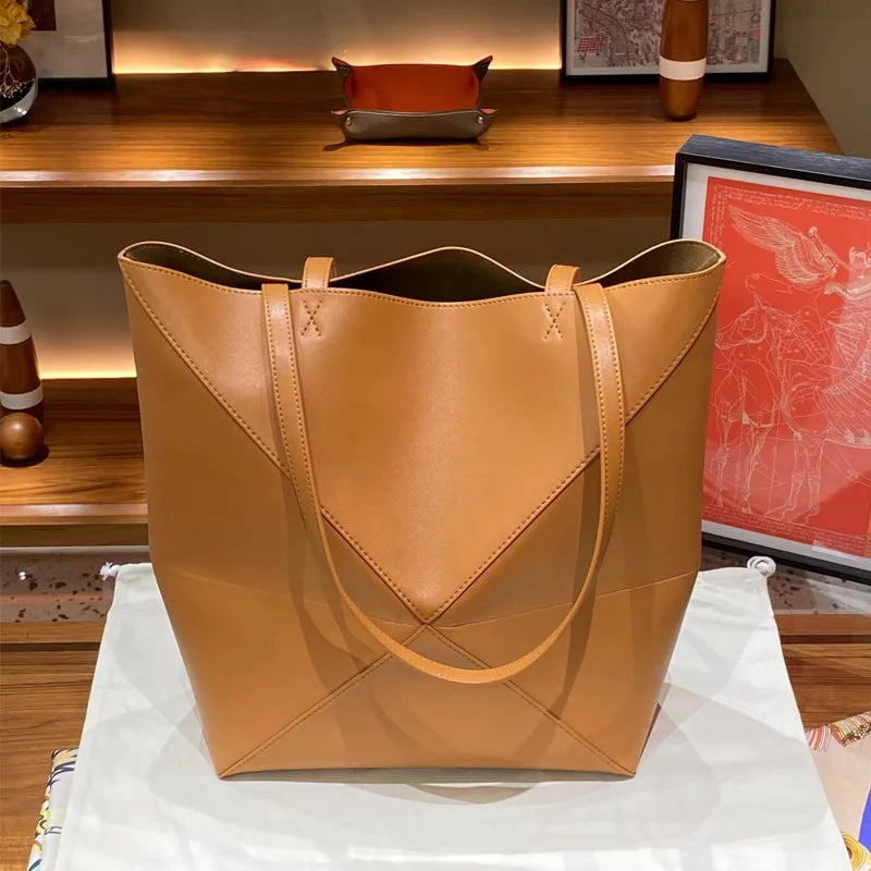 Folding Leather Handbag