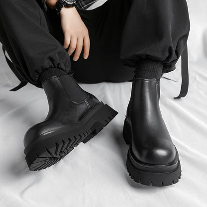 Red PU Chelsea Boots