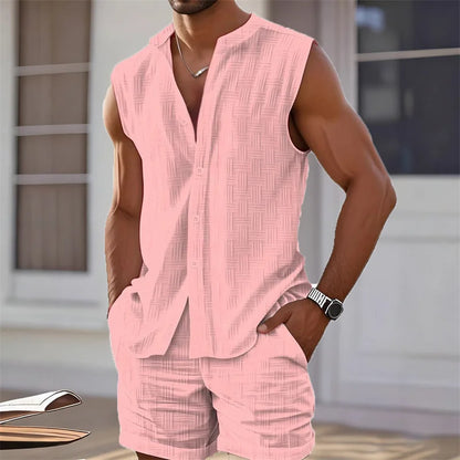 Plaid Sleeveless Vest Shorts Set