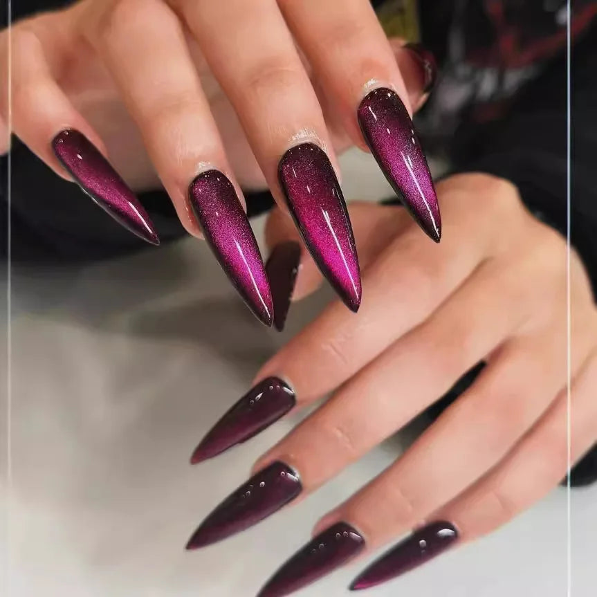 Almond Red Press Nails