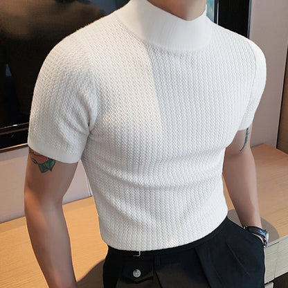 Textured High-Neck Korean Bottoming Tee