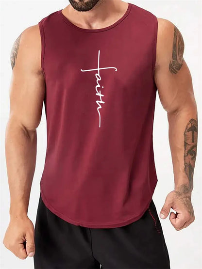 Cross Print Streetwear Tank Top