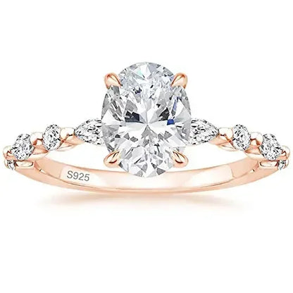 Oval Zircon Halo Silver Ring