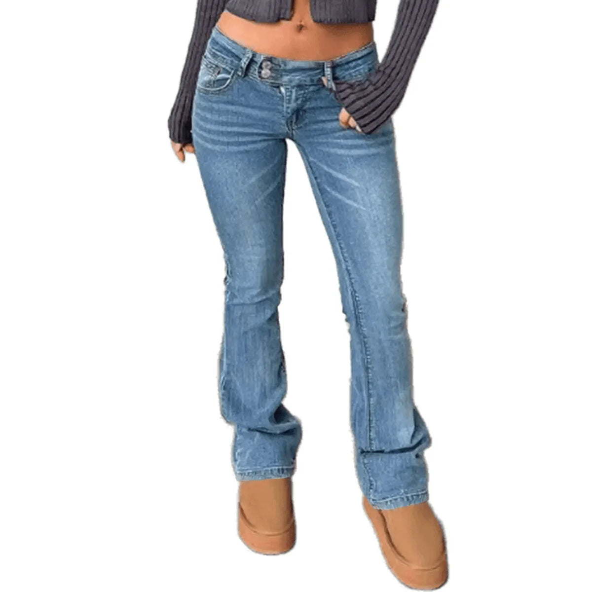 Faded Wash Button-Fly Jeans