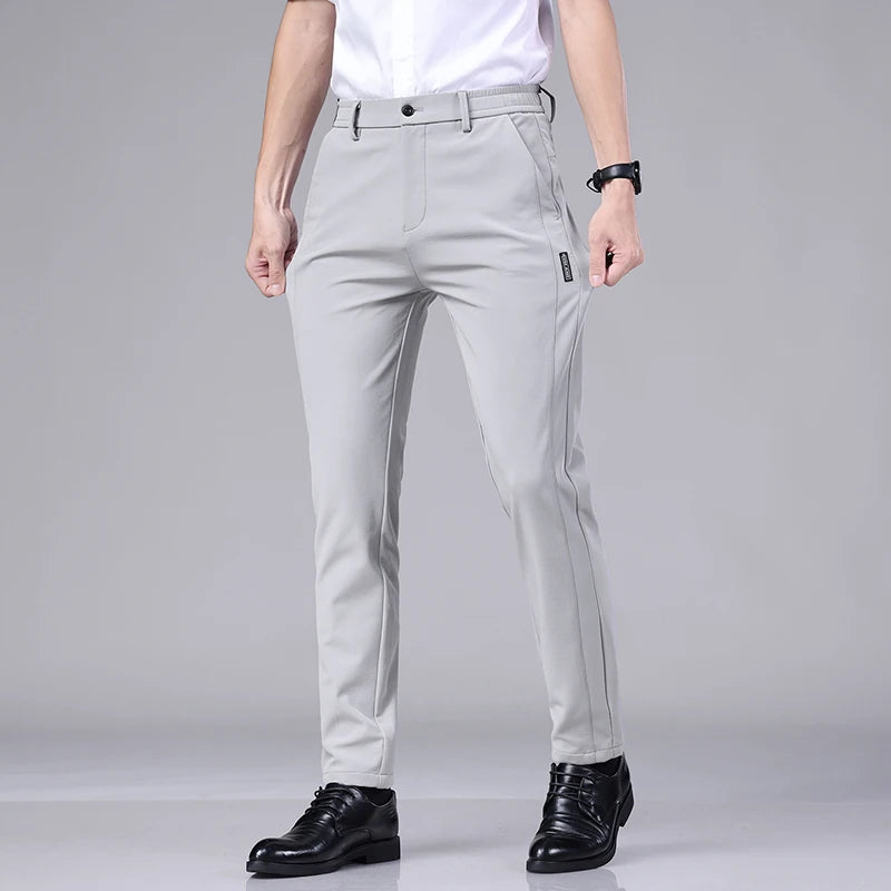 Ice Silk Slim Straight Trousers
