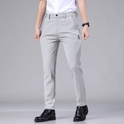 Ice Silk Slim Straight Trousers