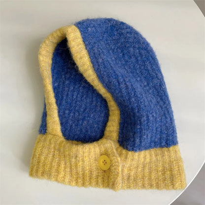 Wool Blend Hooded Scarf Beanie