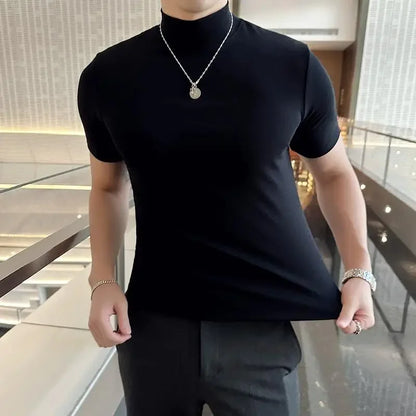 Korean Slim Half High-Neck T-Shirt