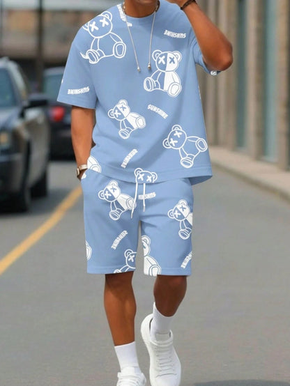 Athletic T-Shirt Drawstring Shorts Set