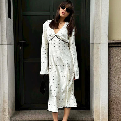 High-Waist Polka Dot Dress