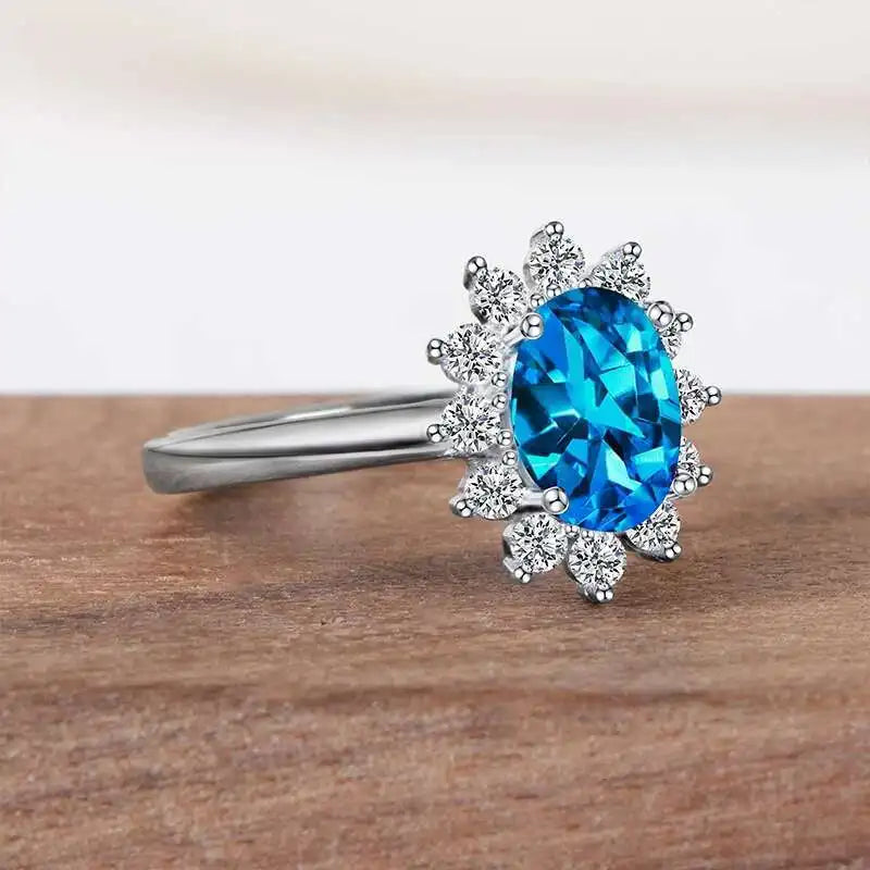 Floral Topaz Zircon Ring