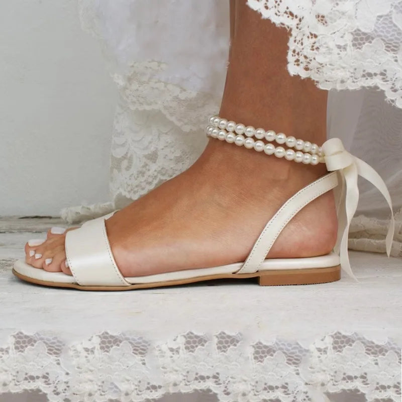 Beaded Lace-Up Gladiator Sandals