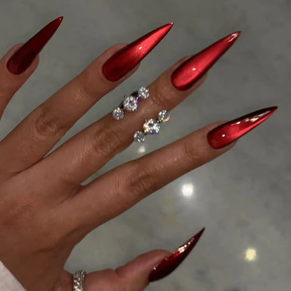 Almond Red Press Nails