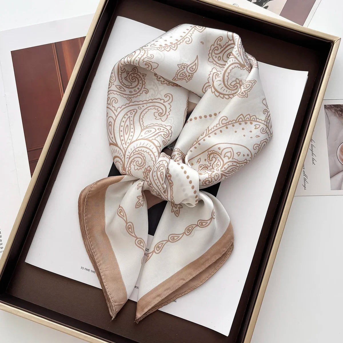 Satin Floral Print Square Scarf