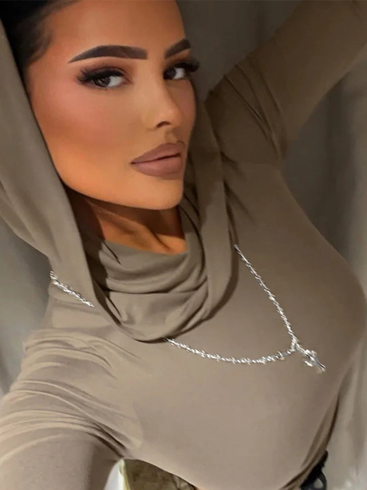 Hooded Long-Sleeve Crop Top