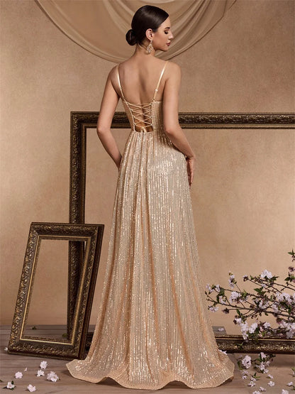 Sequin V-Neck  Mermaid Formal Wedding