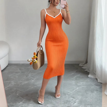 Spaghetti Strap Knit Midi Dress