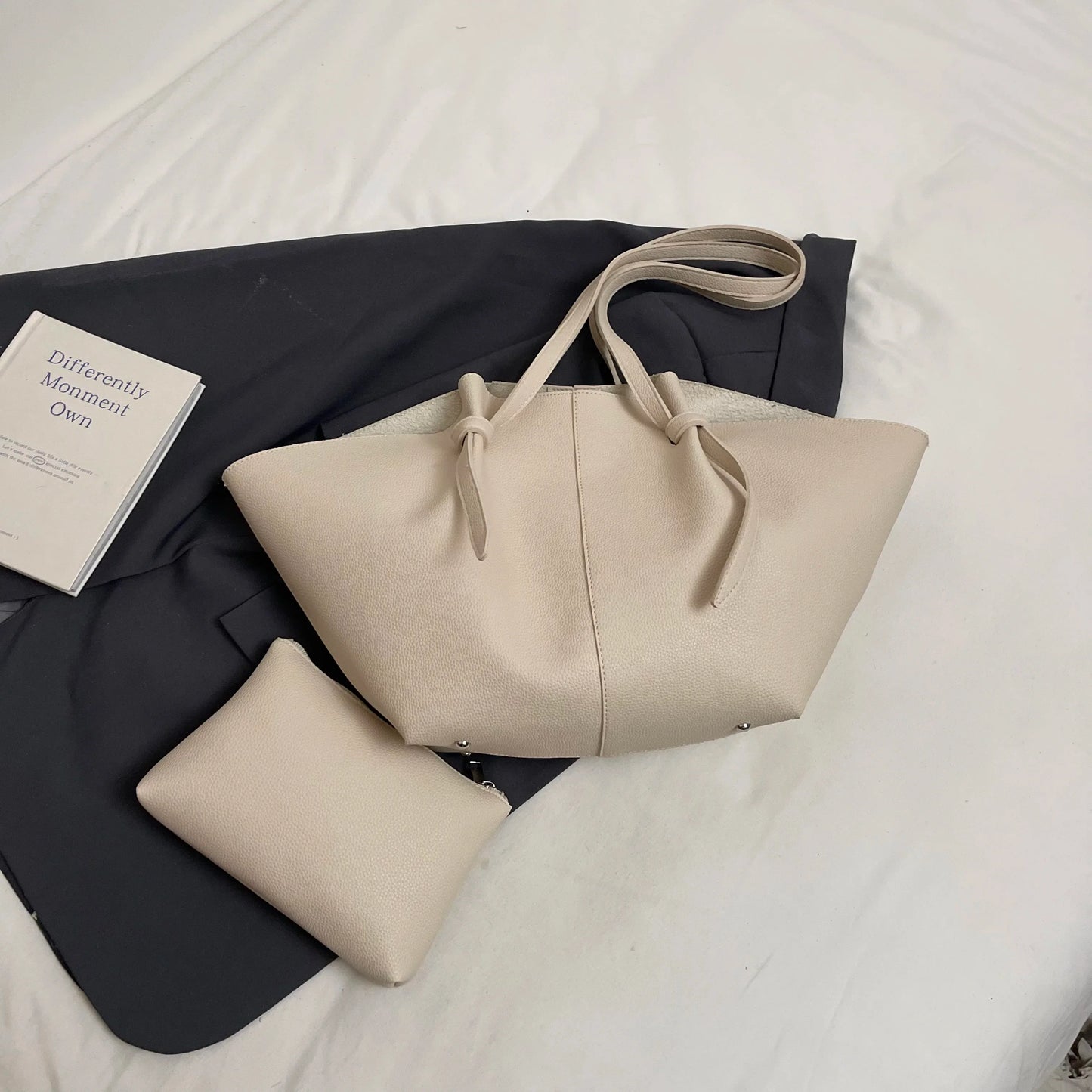PU Leather 2-in-1 Shoulder Tote