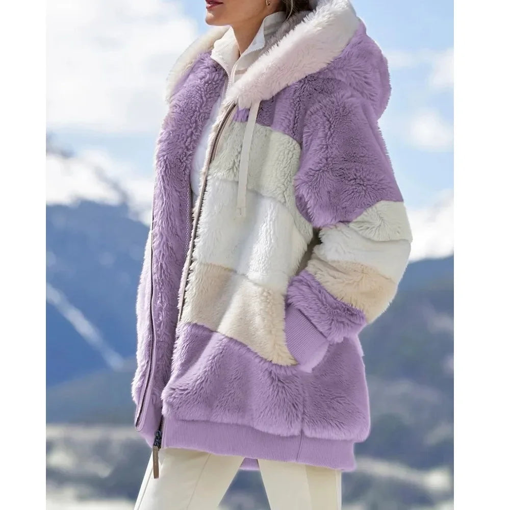 Spliced Hooded Zip Jacket