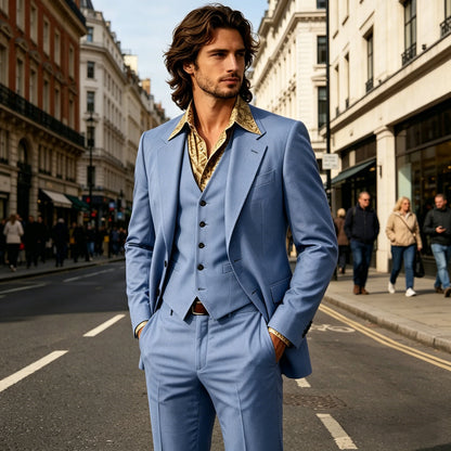 Retro Bell-Bottom Three-Piece Suit