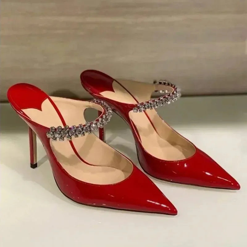 Silk Beaded Mule Sandals
