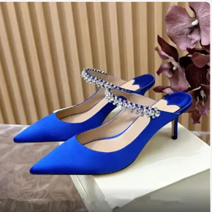 Silk Beaded Mule Sandals
