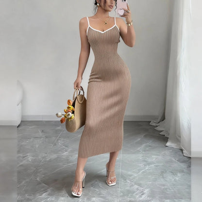 Spaghetti Strap Knit Midi Dress
