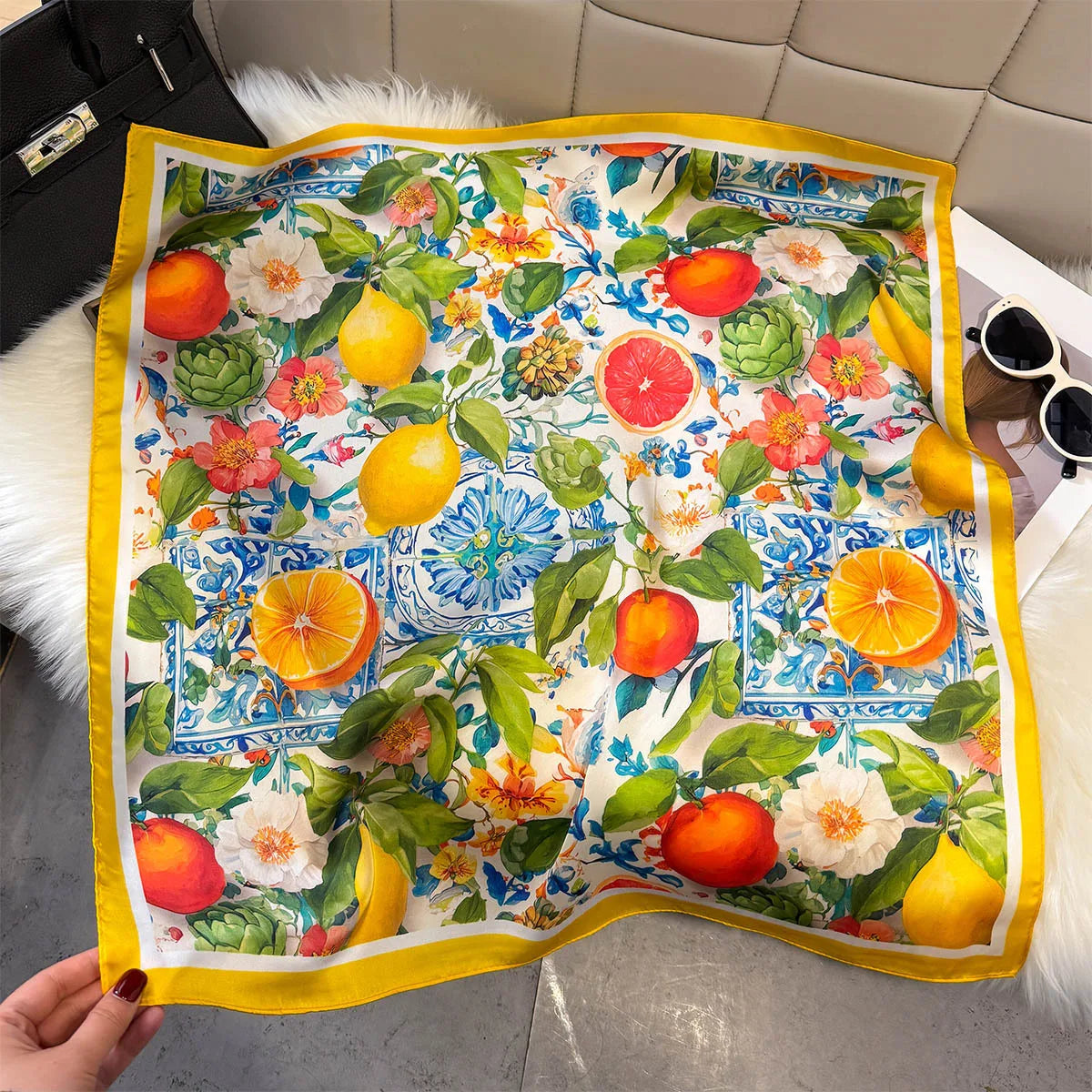 Fruit Print Korean Square Scarf