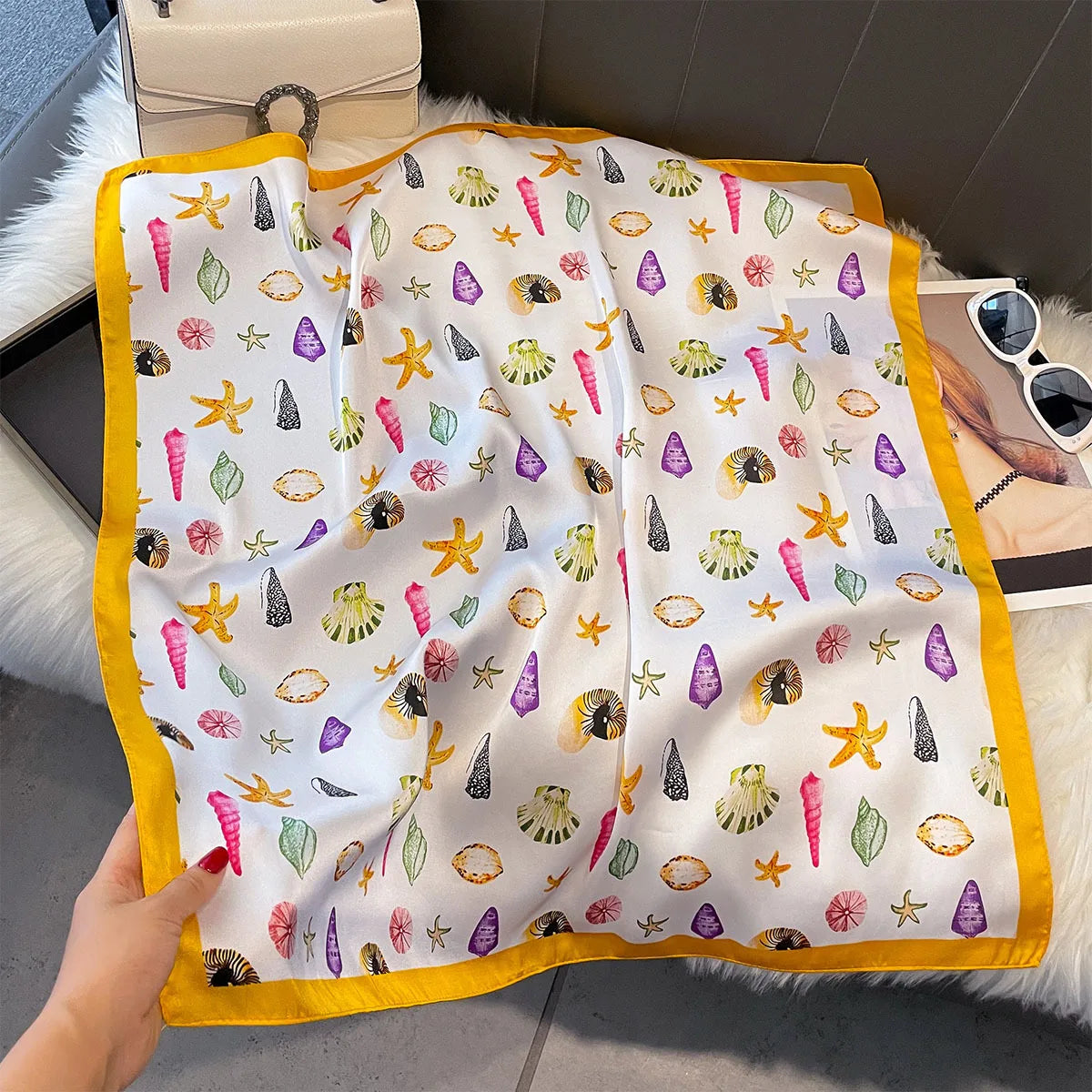 Fruit Print Korean Square Scarf