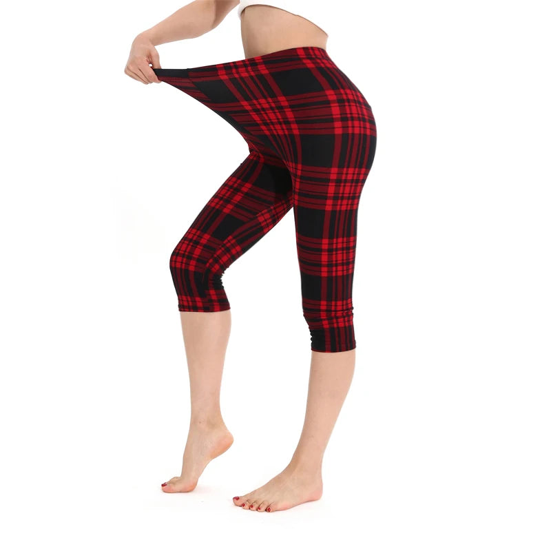 Black Red Plaid Leggings