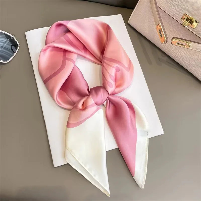 Satin Bandana Print Silk Scarf