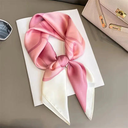 Satin Bandana Print Silk Scarf