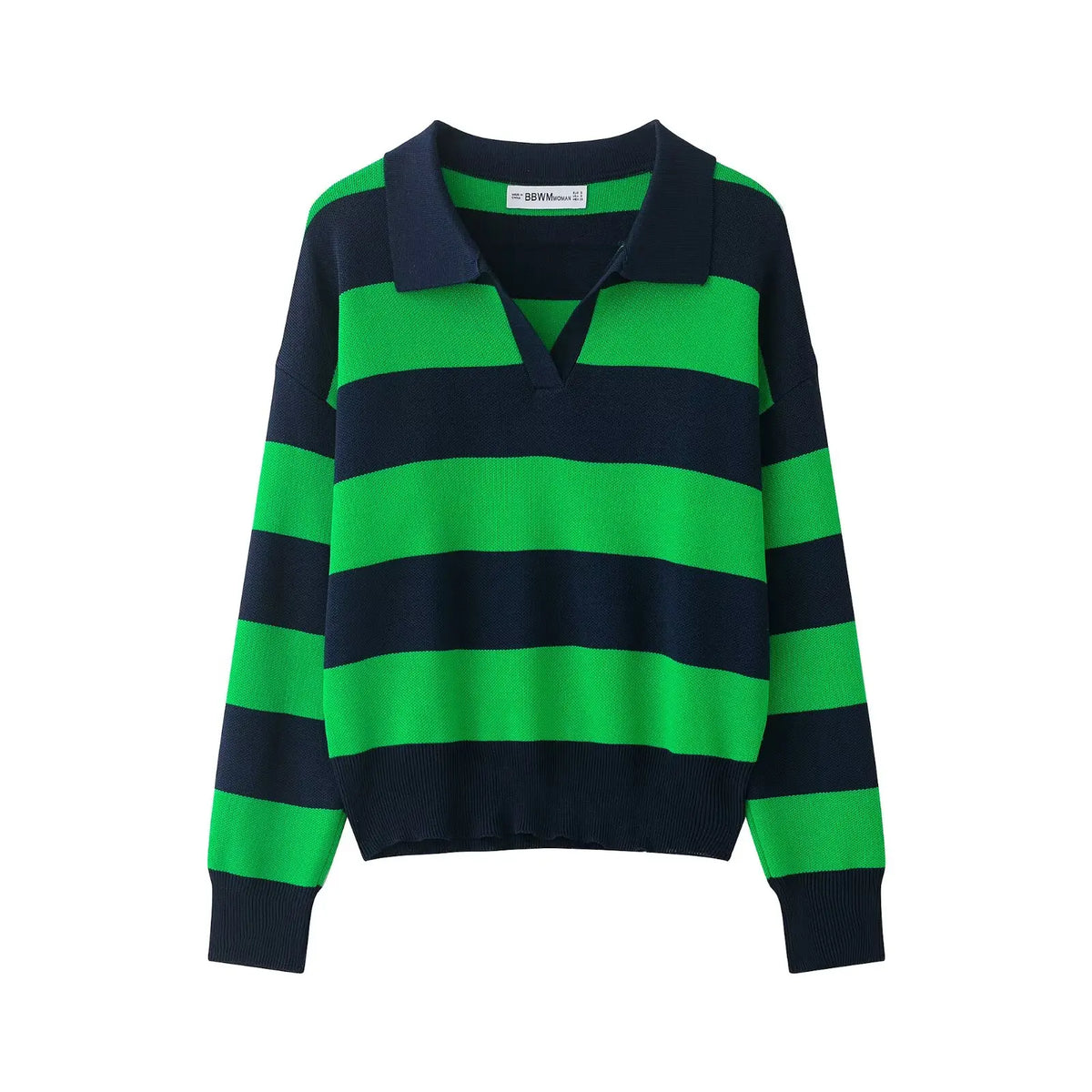 Striped Knit Polo Sweater