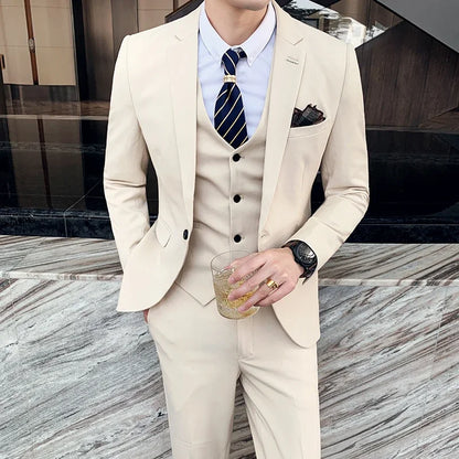 Lattice Plaid Three-Piece Formal Suit