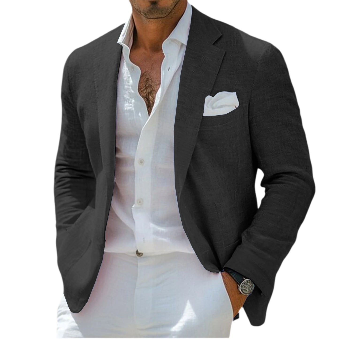 Linen Blend Notch-Lapel Sport Coat