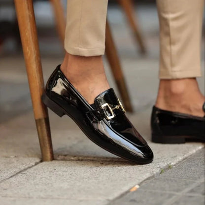 Black PU Leather Slip-on Loafers