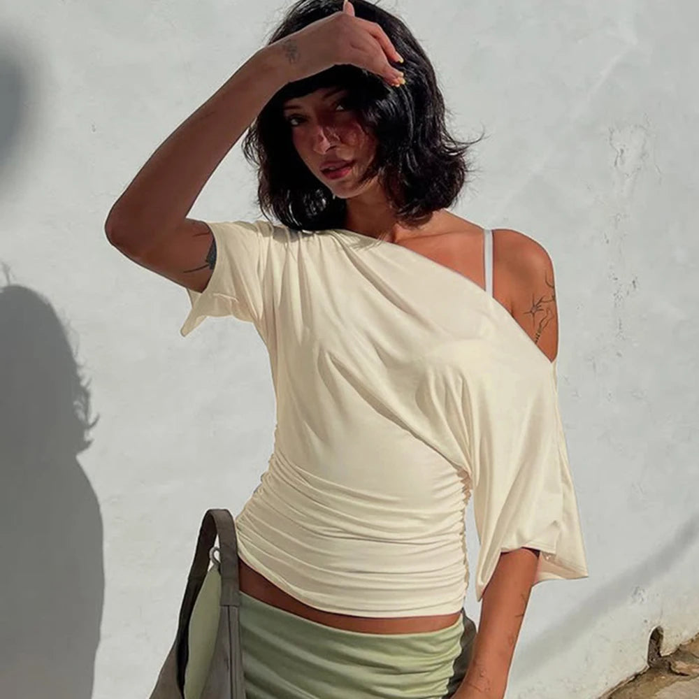 One-Shoulder Short-Sleeve Top