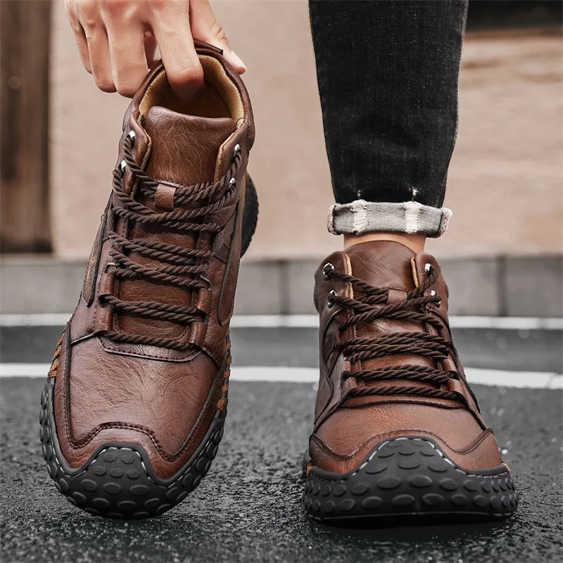 Microfiber Hand-stitched Retro Boots