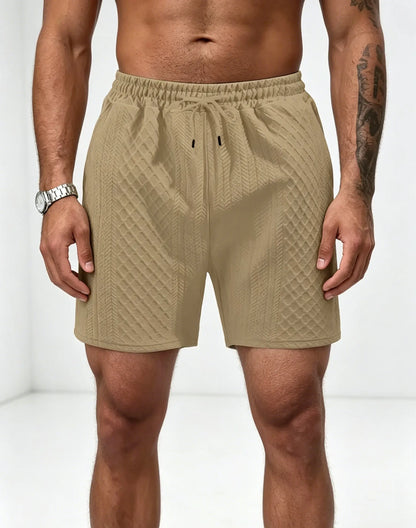 Textured Knit Elastic Waist Shorts