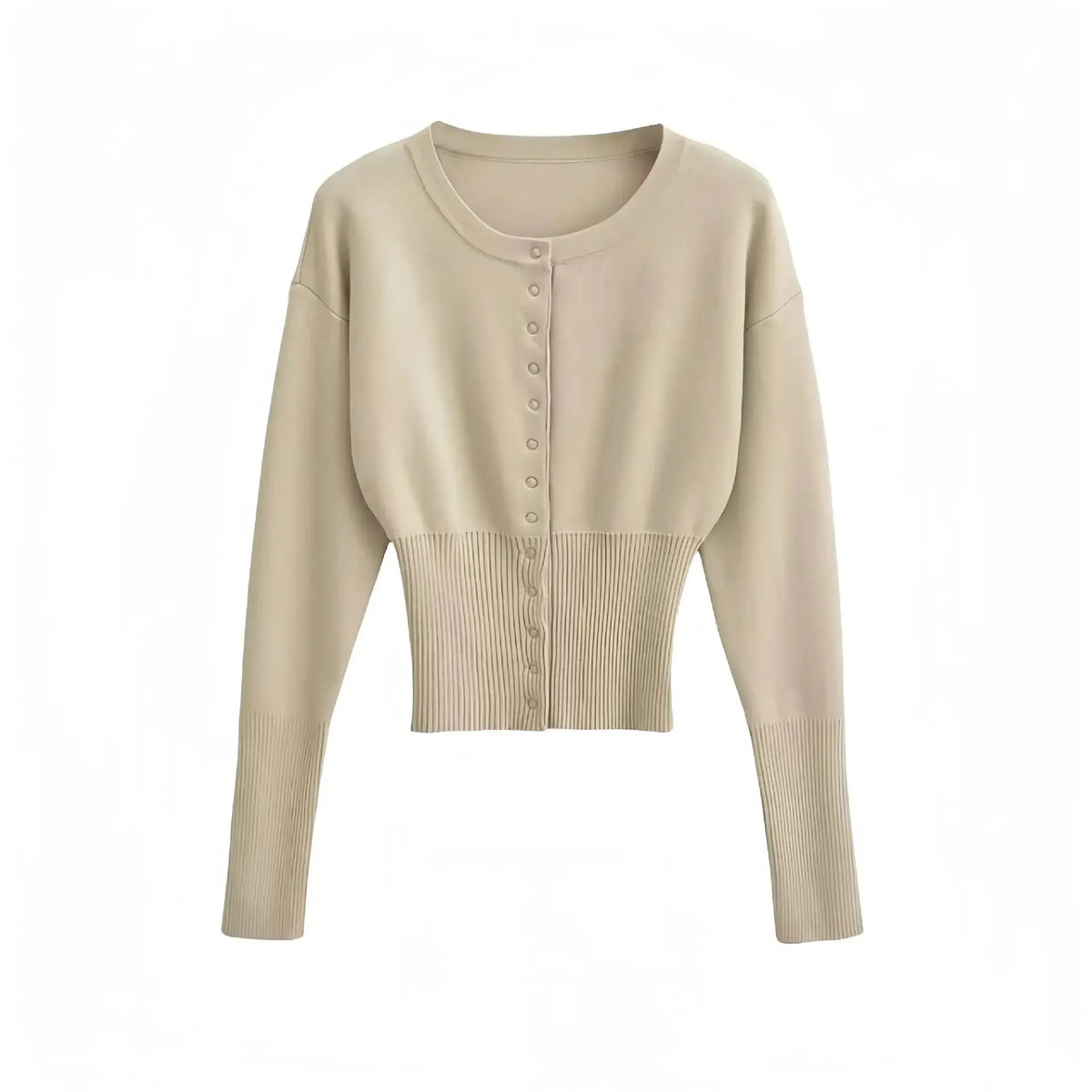 Ribbed Cropped Knit Cardigan