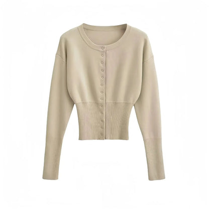 Ribbed Cropped Knit Cardigan