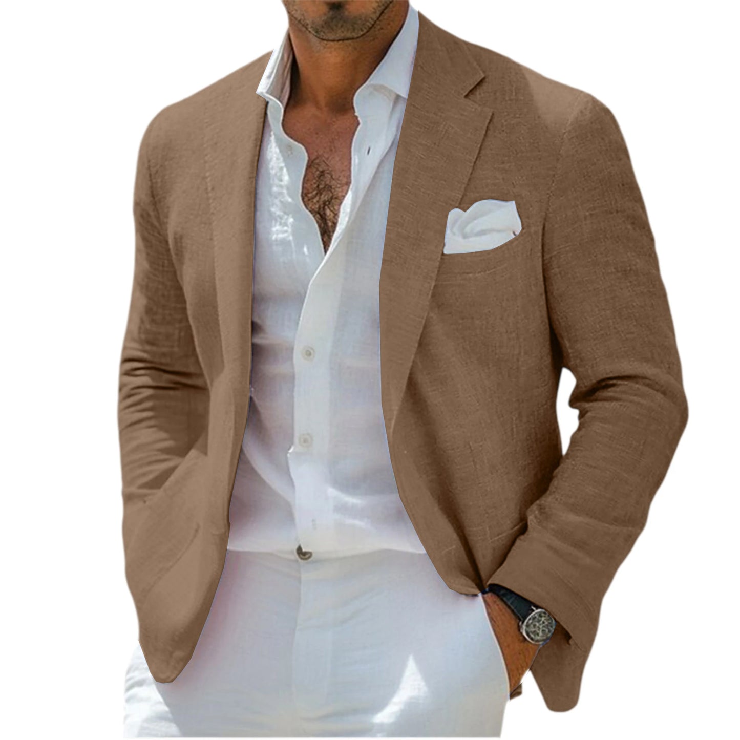 Linen Notch-Lapel Slim Sport Coat