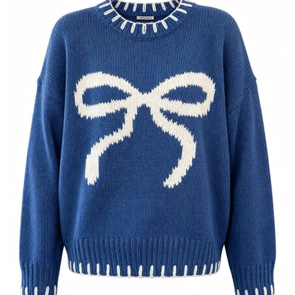 Blue Bow Knit Sweater