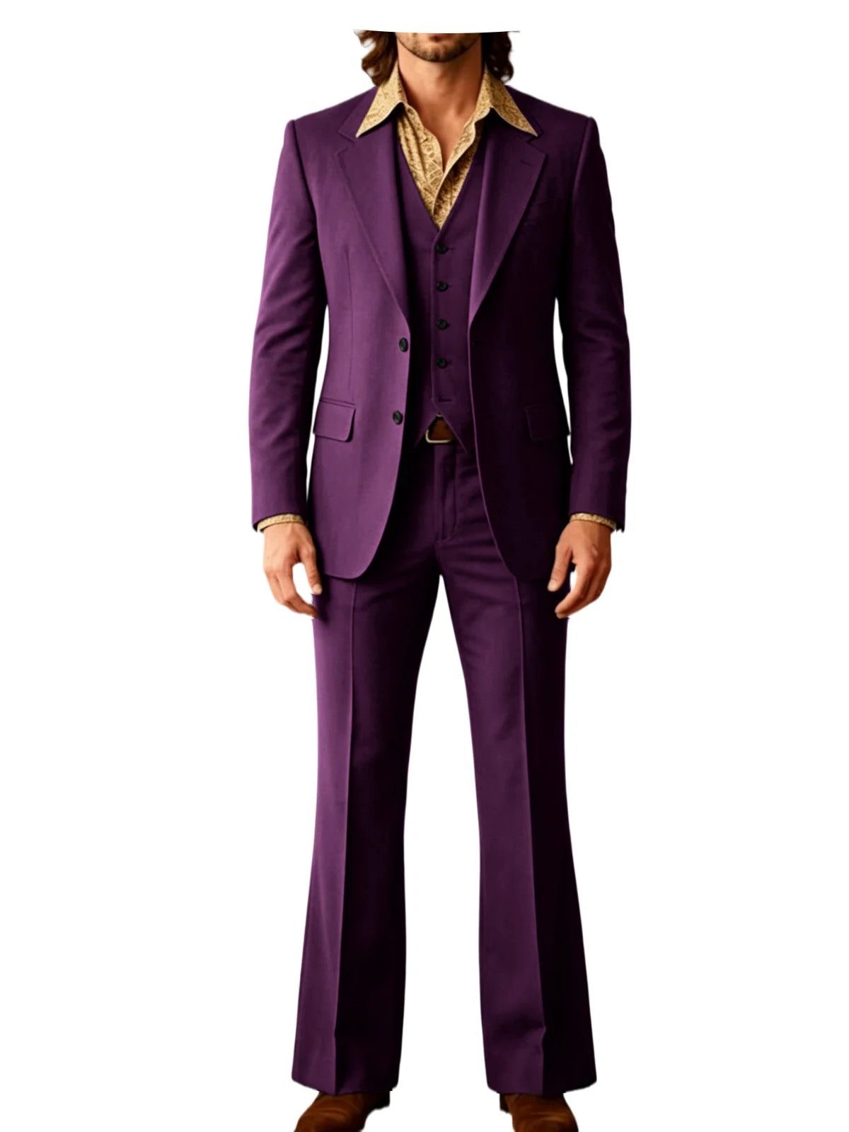 Retro Bell-Bottom Three-Piece Suit