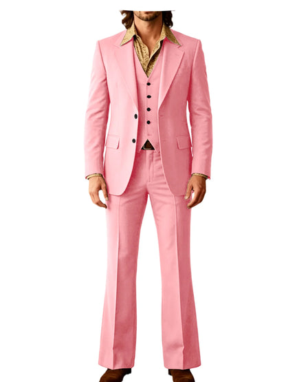 Retro Bell-Bottom Three-Piece Suit