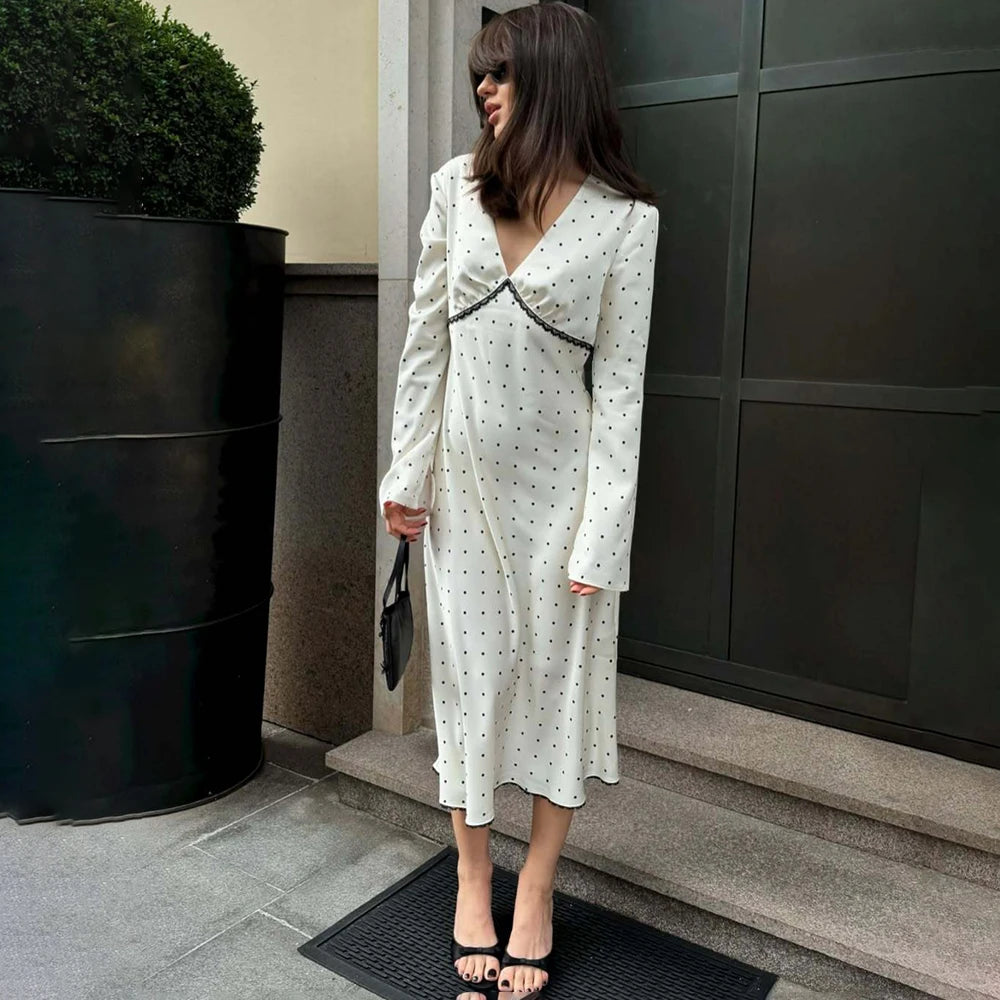 High-Waist Polka Dot Dress