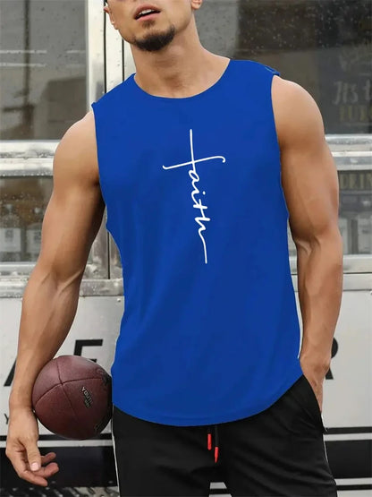 Cross Print Streetwear Tank Top